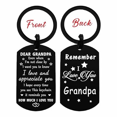 Resdink Grandpa Gifts for Men - I Love My Grandpa Keychain Black, Best Grandfather Fathers Day Birthday Gift, Personalized Fathers Day Key Chain Present from Granddaughter