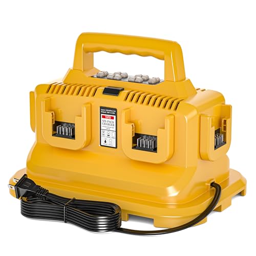 YJITO Upgraded 6-Ports Rapid Battery Charger Station,Replacement for Dewalt Flexvolt 20V/60V Battery Charger,Compatible with Dewalt 20V/60V Battery DCB200 DCB206 DCB606 DCB609