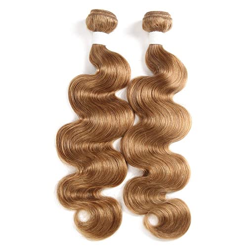 X-Tress #27 Human Hair Bundles With Closure Brazilian Honey Blonde Bundles Body Wave Remy Human Hair 3 Bundles With Free Part Lace Closure 100% Human Hair Extension For Black Women 27#(18 20 22+16 Inch) #TOP7