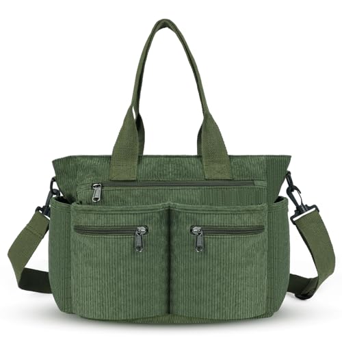 Aucuu Cord Tote Bag, Cord Damen Umh&auml;ngetasche, Handtasche Damen, Gro&szlig; Shopper Tasche, Crossbody Bag, Handtasche Schultertaschen mit Abnehmbarem Schultergurt f&uuml;r Arbeit Reisen Schule Einkaufen