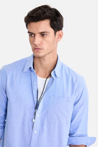 Image of SNITCH Men Formal Shirt | Regular Fit Long Sleeve Button-Down Collar Solid Style | 100% Cotton & Breathable Oxford Fabric for Office, Special Events & Smart Casual Wear
