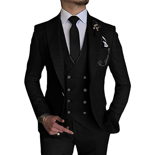 Costume de bal et mariage élégant ensemble 3 pièces gilet veste double boutonnage