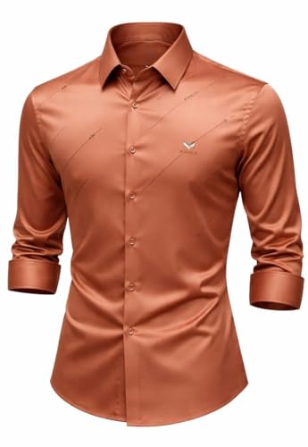 Image of IndoPrimo Men's Premium Satin Shirt for Party, Formal & Casual Wear - Stylish Designer Full Sleeve Shirt for Men