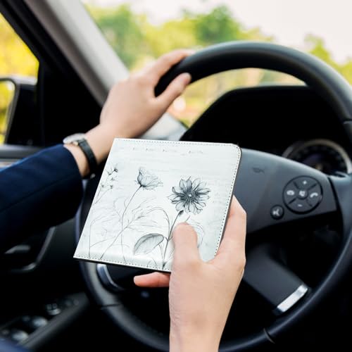 Image of CoBak Car Registration and Insurance Holder - Vehicle Glove Box Car Organizer, Auto Truck Comparment Accessories Case for Essential Document, Driver License, Cards (Sunflower)