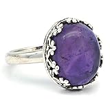 pandora ring lila stein Hergestellt in Indien Ring Silber 925 Sterlingsilber Amethyst lila Stein (Nr: MRI 185), Ringgröße:58 mm/Ø 18.5 mm