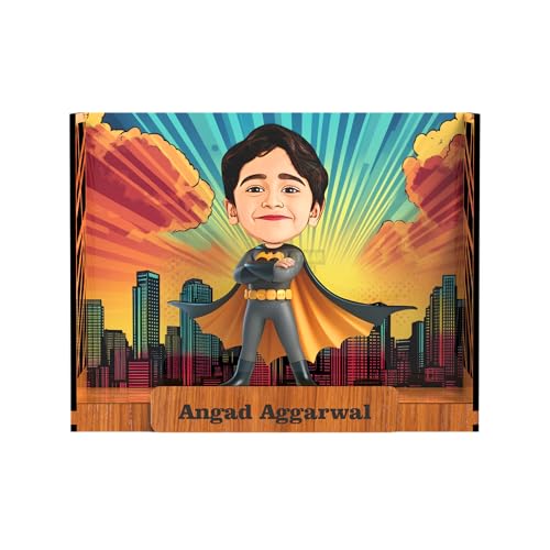 Image of Personalized Gift for Kids, Friends Character Caricature Photo Frame Unique Design Customized Gift for Children, Return Gift Idea (BATMAN, BOX)