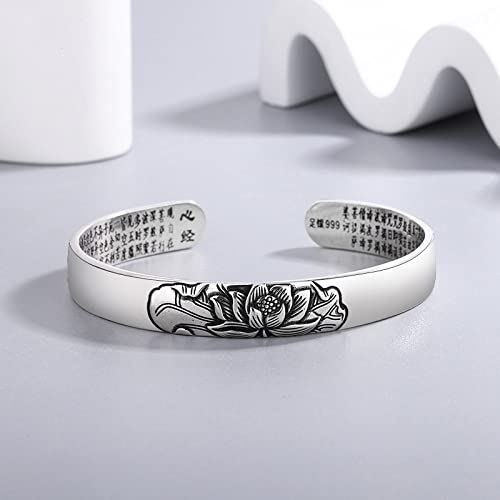 Bracelet pour Mère S925 en argent gravé Coeur Sutra, le cadeau parfait