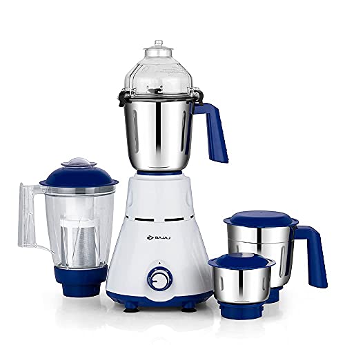 (Renewed) Bajaj Rex 750W Mixer Grinder with Nutri Pro Feature, 4 Jars, White