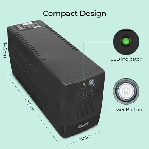 Image of Foxin UPS 600VA /360W Uninterrupted Power Supply System for Desktop, Home Office, Computers | AVR, Auto Restart & Generator Compatibility | Ideal Power Backup & Protection | BIS Certified