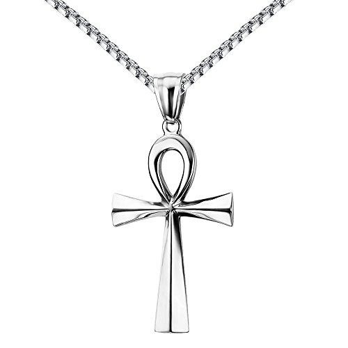 REVEMCN Reve Stainless Steel Coptic Ankh Cross Religious Pendant Necklace for Men Women, 20-24 Inches Chain3