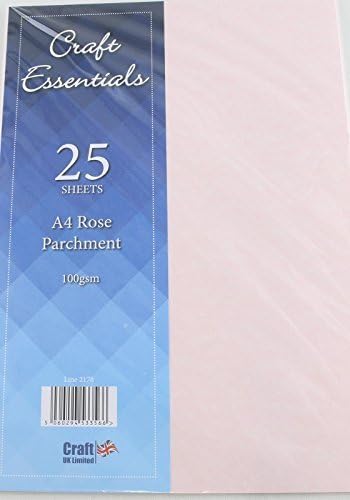 Craft UK Pack of 25 A4 Parchment Certificate Paper Sheets 100gsm (Rose)