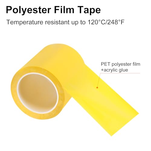 Image of uxcell 1 Rolls Yellow 1.77 Inch x 72 Yards Polyester Film Electrical Tape PET Tape High Temperature Heat Resistant Tape for Transformer Motor Wire 5S Positioning Logo,45mm x 66m