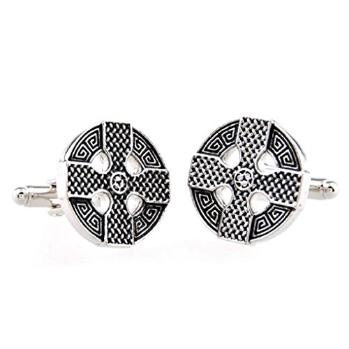 MRCUFF Celtic Cross Irish Ireland Cufflinks Pair in a Presentation Gift Box & Polishing Cloth2