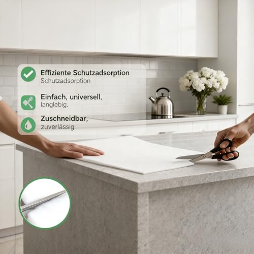 Dunstabzugshaube Filter, 59x47x1cm, 5 Stück, Abzugshaube filter, Universal, Individuell Zuschneidbarer Dunstabzug-Flauschfilter, Filtermatten luftfiltermatte, für Lüftungsanlage im Haus Klimaanlage
