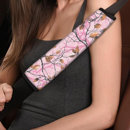 Image of AFPANQZ Car Seat Belt Cover Cushion Universal Fit Two-Packs Automotive Seat Belt Pillow for Kids Branch Pink Shoulder Straps Pads Covers Universal Fit for Truck Vans Sedans SUVs