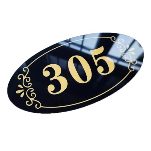 Personalized House Address Number Sign for Door, Oval Shaped Acrylic Customized Plaque Street Sign Room Plate for Home Office Hotel Apartment Yard Or Mailbox (1-15 Characters) - 7.8 * 3.9 inch