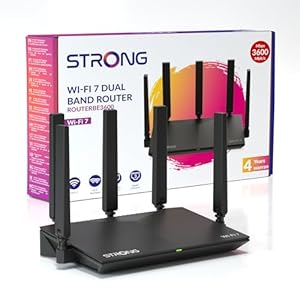 STRONG BE3600 Dual-Band Wi-Fi 7 Router, Bis Zu 3,6 Gbps, MLO Unterstützung, Internet WLAN Router, 2,5G WAN & Gigabit LAN, 5× Externe Antennen, App-Steuerung, Kindersicherung, WPA3, TWT, IPv6