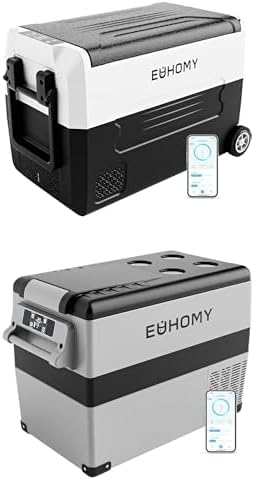 EUHOMY 12 Volt 48 Quart Dual Zone Portable Freezer Electric Cooler Car Refrigerator Bundle with APP Control and LCD Panel