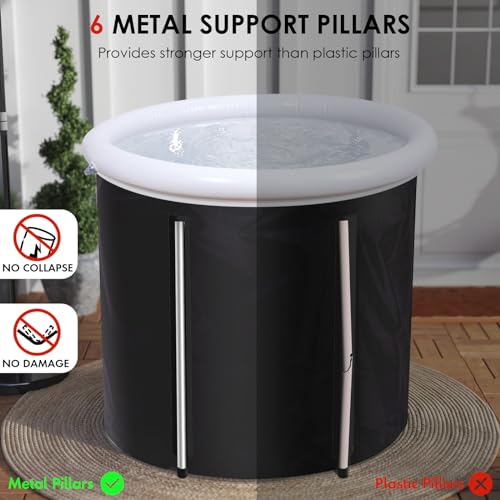 Todeco Eisbad Eisbaden Tonne für Athleten mit Metallbügel, 75cm Großes Faltbare Eistonne, Kaltwassertherapie Wanne Ice Bath Tub, Badewanne,Schwarze