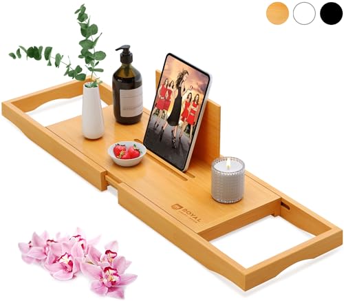 Non-Foldable Bathtub Tray Caddy for Tub - Bamboo Bath Shelf