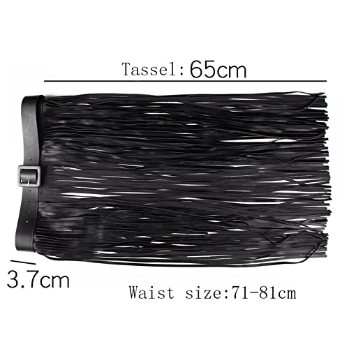 Gothic Punk Women Tassel Fringe Skirt Belt Waist Faux Leather Waistband Stage Performance Party Costume3