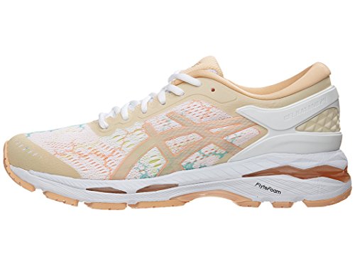 ASICS Women's Gel-Kayano 24 Lite-Show Running Shoes, 8.5M, White/White/Apricot ICE