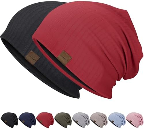 HAMUNI Mütze Damen Herren Leichte Slouchy Beanie Atmungsaktivität Chemo Cap | Ganzjährig Weiche Beanie Chemo Kopfbedeckung Laufende Dünne Mütze Unisex Baggy Skull Caps Schädel Cap