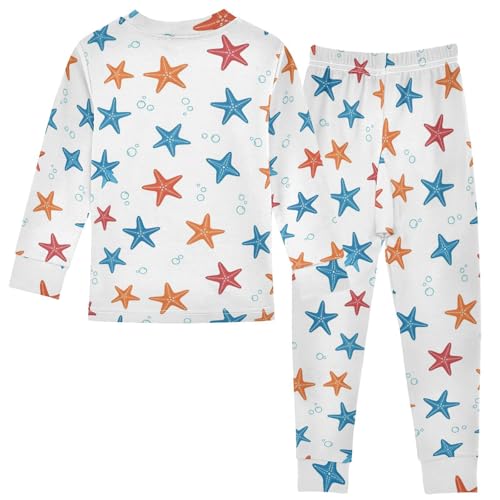 Pajama Sets Long Sleeve Starfish Pattern with Bubbles Soft Comfy Sleepwear 2 Piece PJS 3-8T3