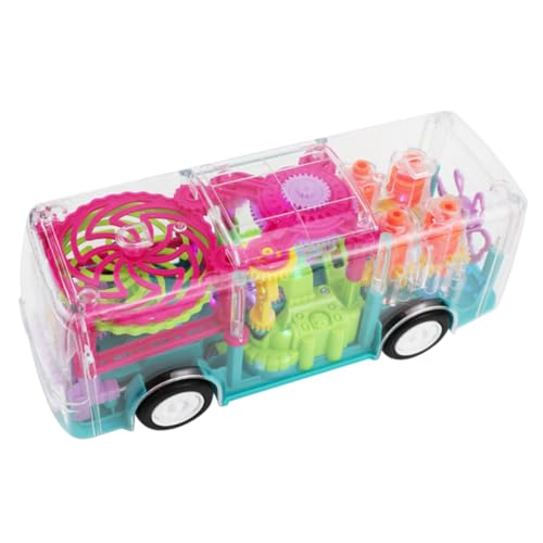 Bus électrique lumineux jouet éducatif transparent à rouages et sons pour garçon et fille
