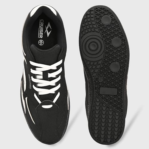 Image of Cruiser Men's Low-Top Sneakers | Chunky Platform Cushioned Insole | Trendy & Stylish Modern Lace-Up Athletic Shoes with Wave Graphic Side Panels| Retro Street Style Casual Walking Footwear (2658)