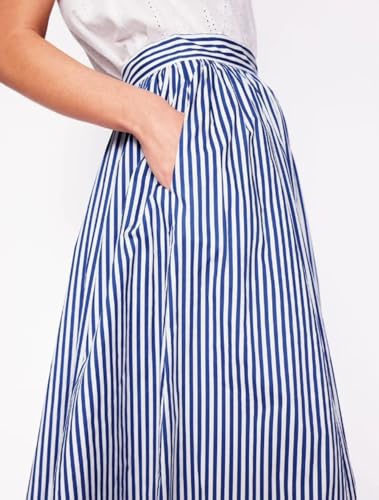 CHARTOU Women Casual Stripe Skirt Back Elastic Waist Long Flowy A Line Skirt with Pockets2
