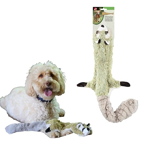SPOT Skinneeez Raccoon 23 Inch Stuffing-Free Dog Toy – Soft Plush Tug Toy with Two Squeakers for Medium and Large Dogs – Mess-Free Interactive Chew Toy