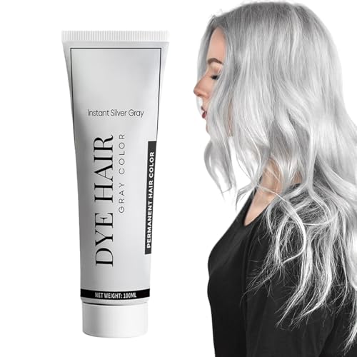 Tinte para el cabello gris plateado: crema instantánea de color intenso para un color intenso | Coloración del cabello gris duradera y radiante | Páginas para colorear para cabello gris fáciles de