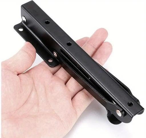 2 pcs folding shelf brackets 8 inch heavy duty metal diy triangle wall mount collapsible shelf bracket for tables benches shelves space saving (black 8 inch)