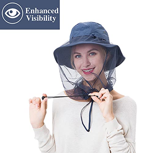 Image of Palmyth Head Net Hat, Sun Hat Safari Hat | UPF 50+, Removable Neck Flap, Water-Repellent, Wide Brim, Adjustable Chin Strap for Fishing and Gardening