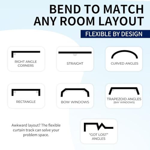 Flexible bendable ceiling curtain track, curved rod with silent roller bracket, room divider, RV ceiling track (White, 3 Meters (9.84 FT) by VSBAVD - Image 7