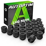 AUTOPTIM 24PCS M14X1.5 Open End Lug Nuts - Replacement for Chevy Silverado 1500 Tahoe, Ford F150 Expedition, GMC Sierra Aftermarket Wheel, Black 3/4