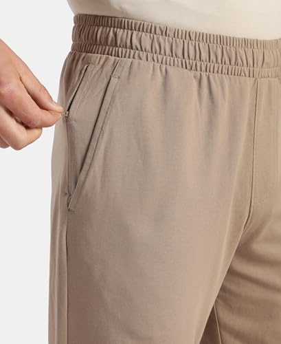 Image of Jockey AM49 Men Super Combed Cotton Rich Straight Fit Trackpants with Side and Zipper Media Pockets