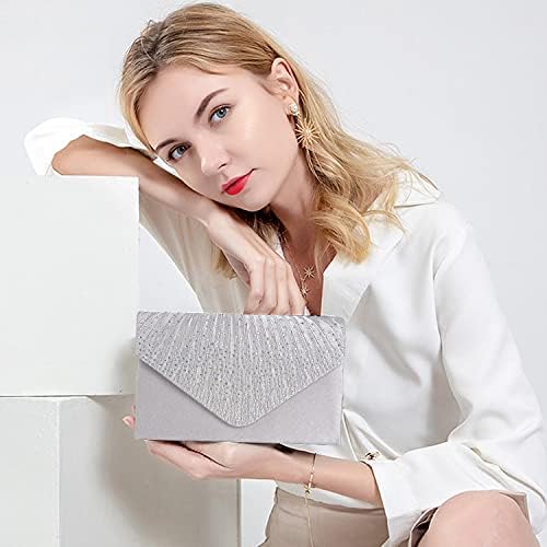 BBjinronjy Clutch Purse for Women Evening Bags for Women Formal Wedding Party Cocktail Prom Crossbody Purse Evening Handbags (Silver)