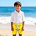 Boys Girls Swim Trunks Kids Funny Expression Print Beach Shorts Summer Novelty Face Board Shorts with Pockets Yellow