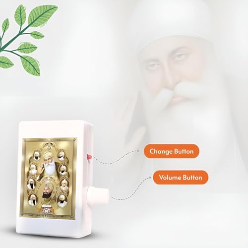 Image of Waheguru Simran Mantra Chanting Box - 14-in-1 Gurbani Audio Meditation Speaker with Glowing Spiritual Image for Home, Prayer Room & Office