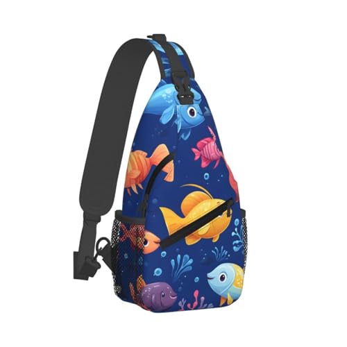 Mochila tipo bandolera con diseño de peces marina miniatura 2