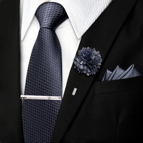 Image of DiBanGu Silk Pre-tied Ties for Men Formal Adjustable Necktie Set | 6PCS,Zipper Tie,Pocket Square,Cufflinks,Tie Clip & Lapel Pin,Wrinkle-Resistant,Premium Gift Box,Formal Business Wedding Party