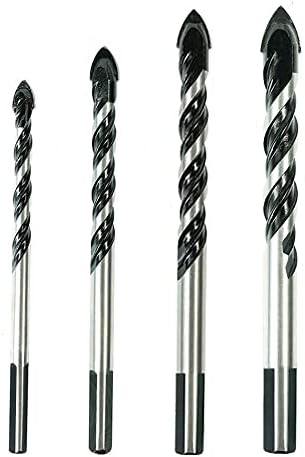 ELEGANTTIN 4PCS Tile Drill Bit Professional Drill Bit for Porcelain Ceramic Tile Concrete Brick Wall Glass Plastic Cement and Wood Industrial Strength Tile Drill Bits Set (6 8 10 12mm), Black/Silver