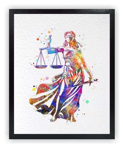 Dignovel Studios 8X10 Unframed Lady Justice Watercolor Art Print Poster Scales of Justice Lawyer Office Décor Wall Hanging Decor DN895