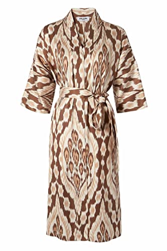 Kimono en soie ikat marron : veste longue de luxe pour femme