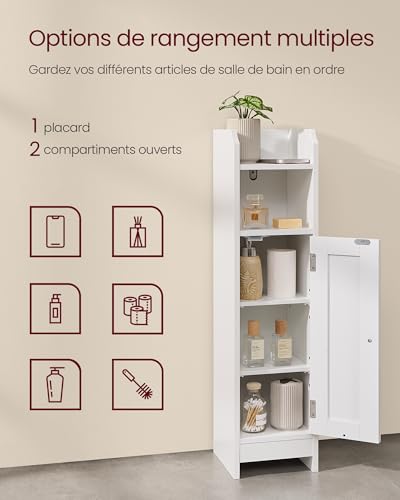 Meuble d’angle salle de bain, étagères réglables VASAGLE