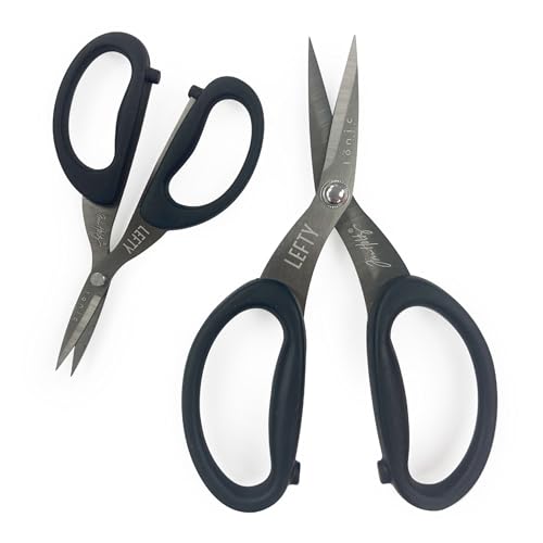 Tonic Studios Tim Holtz - Set di forbici per mancini - Include cesoie in titanio da 17,8 cm e mini cesoie da 12,7 cm con rivestimento antiaderente e lame micro-segate