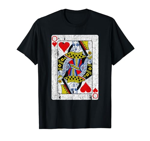 Queen Of Hearts Card Costume Vintage Poker Deck Cards T-Shirt