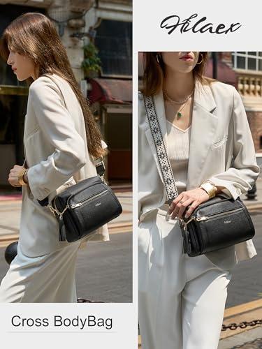 Crossbody Bags for Women- Small Leather Anti Theft Purses and Handbags with Wide Strap and Tassel2